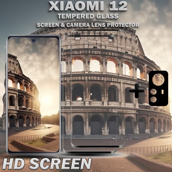 2-Pack XIAOMI 12 Skärmskydd & 1-Pack linsskydd - Härdat Glas 9H - Topp kvalitet 3D