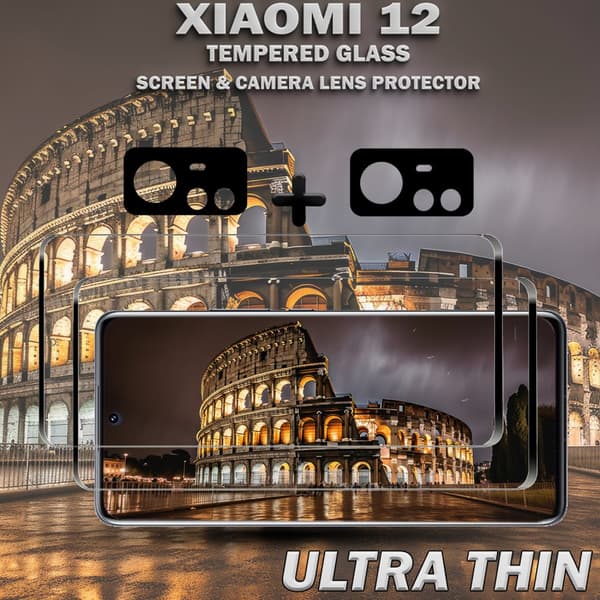 2-Pack XIAOMI 12 Skärmskydd & 2-Pack Linsskydd - Härdat Glas 9H - Topp kvalitet 3D