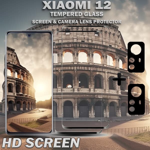 2-Pack XIAOMI 12 Skärmskydd & 2-Pack Linsskydd - Härdat Glas 9H - Topp kvalitet 3D