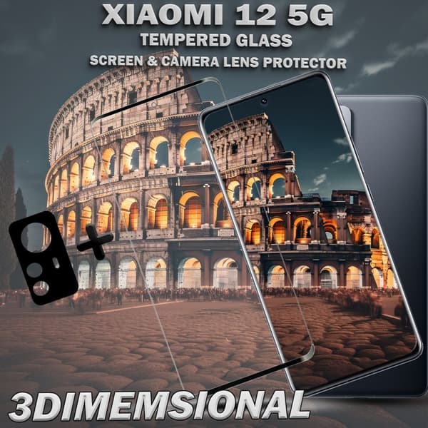 1-Pack XIAOMI 12 5G Skärmskydd & 1-Pack linsskydd - Härdat Glas 9H - Topp kvalitet 3D