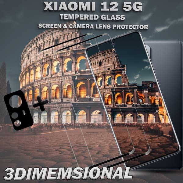 2-Pack XIAOMI 12 5G Skärmskydd & 1-Pack linsskydd - Härdat Glas 9H - Topp kvalitet 3D
