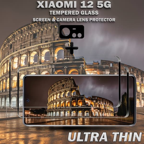 2-Pack XIAOMI 12 5G Skärmskydd & 1-Pack linsskydd - Härdat Glas 9H - Topp kvalitet 3D