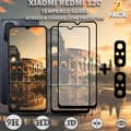 Miniatyrbild 1 av 5: 2-Pack Xiaomi Redmi 12C Skärmskydd & 2-Pack Linsskydd - Härdat Glas 9H - Super kvalitet 3D