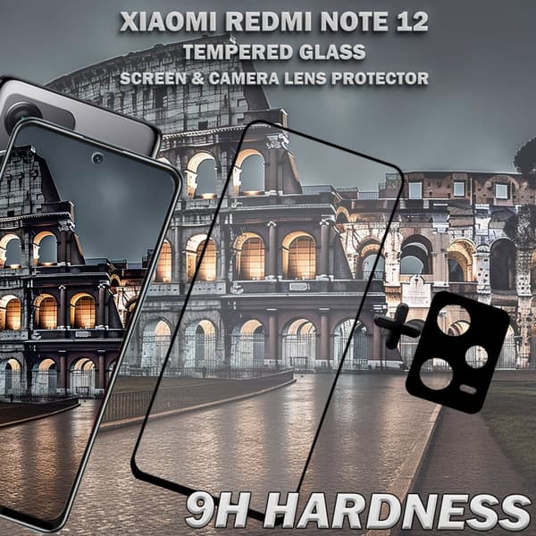 1-Pack Xiaomi Redmi Note 12 Skärmskydd & 1-Pack linsskydd - Härdat Glas 9H - Super kvalitet 3D