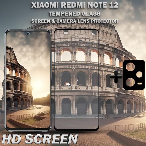 1-Pack Xiaomi Redmi Note 12 Skärmskydd & 1-Pack linsskydd - Härdat Glas 9H - Super kvalitet 3D