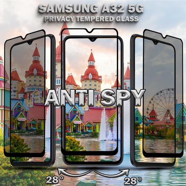 1-Pack Privacy Samsung A32 5G Skärmskydd & 1-Pack linsskydd - Härdat Glas 9H - Super kvalitet 3D