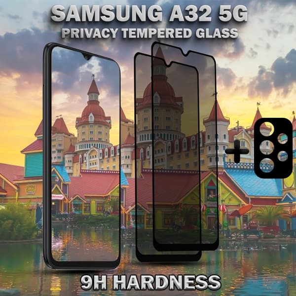 2-Pack Samsung Privacy A32 5G Skärmskydd & 1-Pack linsskydd - Härdat Glas 9H - Super kvalitet 3D