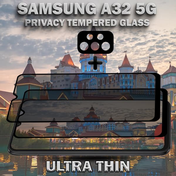 2-Pack Samsung Privacy A32 5G Skärmskydd & 1-Pack linsskydd - Härdat Glas 9H - Super kvalitet 3D