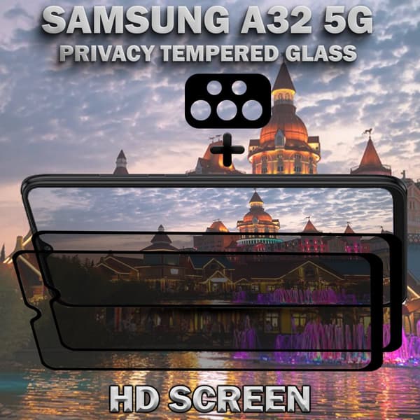 2-Pack Samsung Privacy A32 5G Skärmskydd & 1-Pack linsskydd - Härdat Glas 9H - Super kvalitet 3D