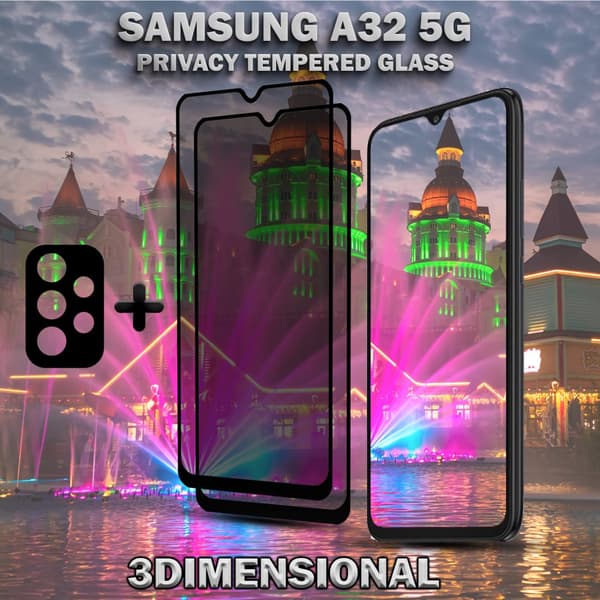 2-Pack Samsung Privacy A32 5G Skärmskydd & 1-Pack linsskydd - Härdat Glas 9H - Super kvalitet 3D