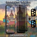 Miniatyrbild 3 av 6: 2-Pack Samsung Privacy A32 5G Skärmskydd & 2-Pack linsskydd - Härdat Glas 9H - Super kvalitet 3D