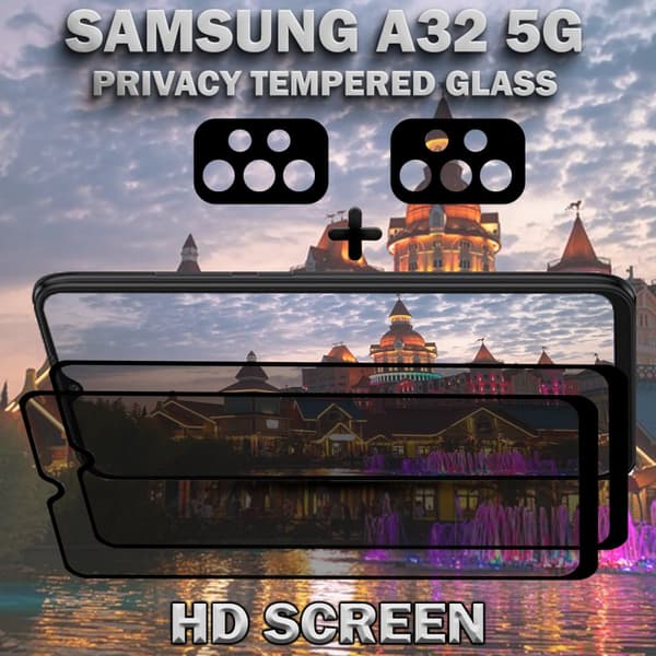 2-Pack Samsung Privacy A32 5G Skärmskydd & 2-Pack linsskydd - Härdat Glas 9H - Super kvalitet 3D
