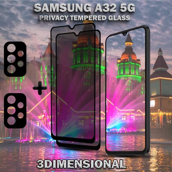2-Pack Samsung Privacy A32 5G Skärmskydd & 2-Pack linsskydd - Härdat Glas 9H - Super kvalitet 3D