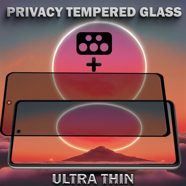 1-Pack privacy Samsung A52 Skärmskydd & 1-Pack linsskydd - Härdat Glas 9H - Super kvalitet 3D