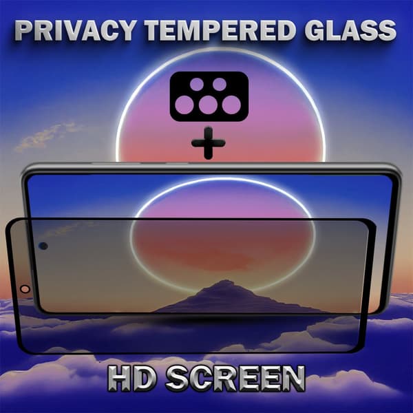 1-Pack privacy Samsung A52 Skärmskydd & 1-Pack linsskydd - Härdat Glas 9H - Super kvalitet 3D