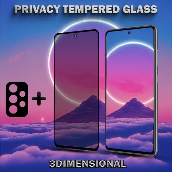 1-Pack privacy Samsung A52 Skärmskydd & 1-Pack linsskydd - Härdat Glas 9H - Super kvalitet 3D