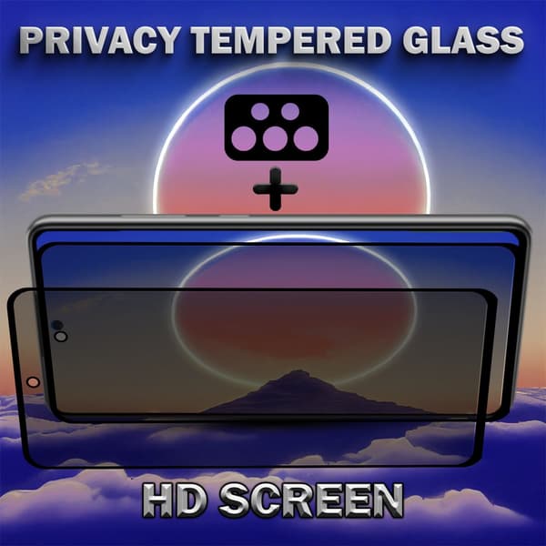 2-Pack Privacy Samsung A52S Skärmskydd & 1-Pack linsskydd - Härdat Glas 9H - Super kvalitet 3D