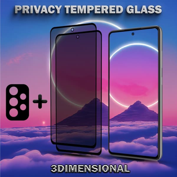 2-Pack Privacy Samsung A52S Skärmskydd & 1-Pack linsskydd - Härdat Glas 9H - Super kvalitet 3D