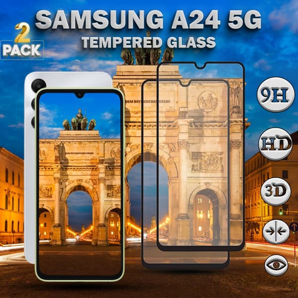 2-Pack Samsung Galaxy A24 5G - Härdat Glas 9H - Super Kvalitet 3D Skärmskydd