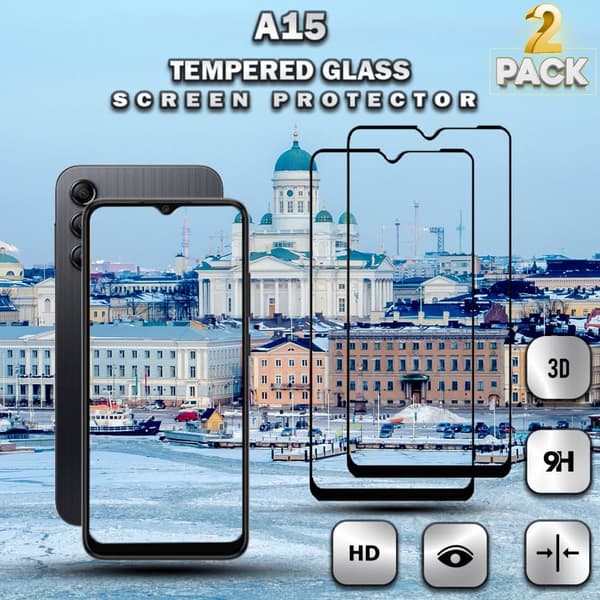 2-Pack Samsung Galaxy A15 - Härdat Glas 9H - Super Kvalitet 3D Skärmskydd