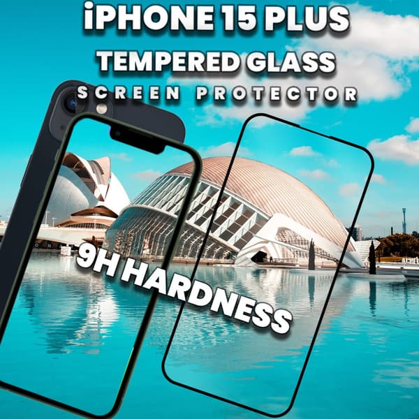 1-Pack iPhone 15 Plus - skärmskydd & 1-Pack linsskydd -härdat glas 9H