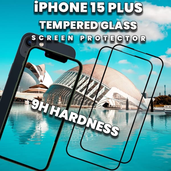 2-Pack iPhone 15 Plus - skärmskydd & 1-Pack linsskydd -härdat glas 9H