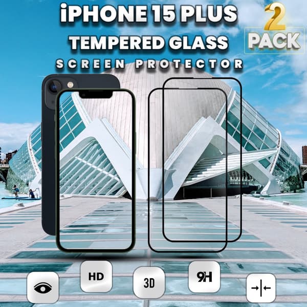 2-Pack iPhone 15 Plus - skärmskydd & 1-Pack linsskydd -härdat glas 9H
