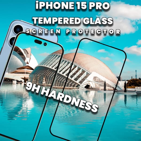 1-Pack iPhone 15 Pro - skärmskydd & 1-Pack linsskydd -härdat glas 9H