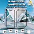 Miniatyrbild 1 av 5: 2-Pack iPhone 15 Pro - skärmskydd & 1-Pack linsskydd -härdat glas 9H