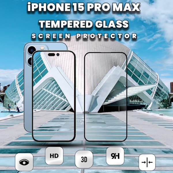 1-Pack iPhone 15 Pro Max - skärmskydd & 1-Pack linsskydd -härdat glas 9H