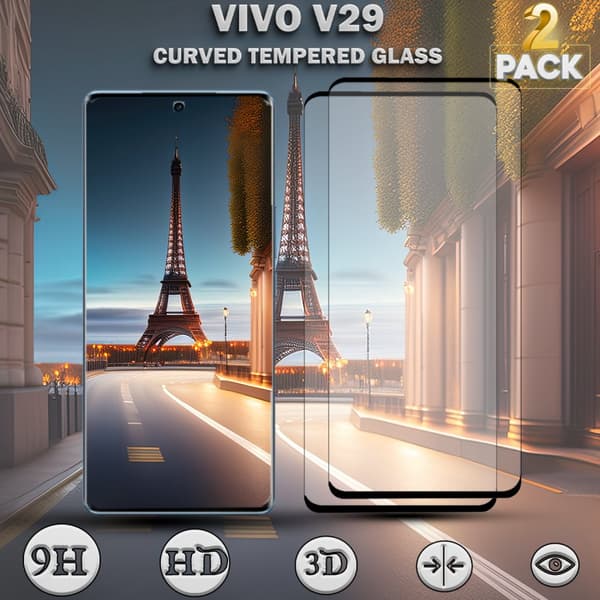 2-Pack Vivo V29 Skärmskydd - Härdat Glas 9H - Super kvalitet 3D