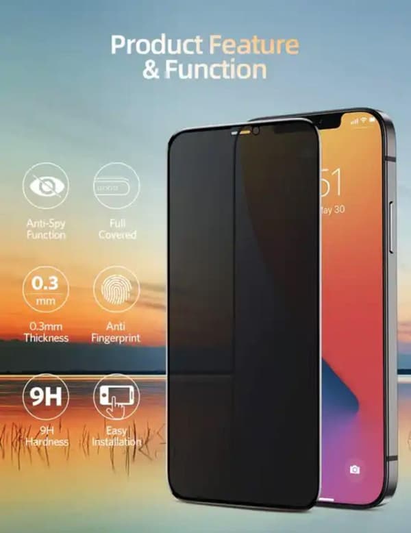 iPhone 12 Pro Max Skärmskydd Privacy i Härdat Glas