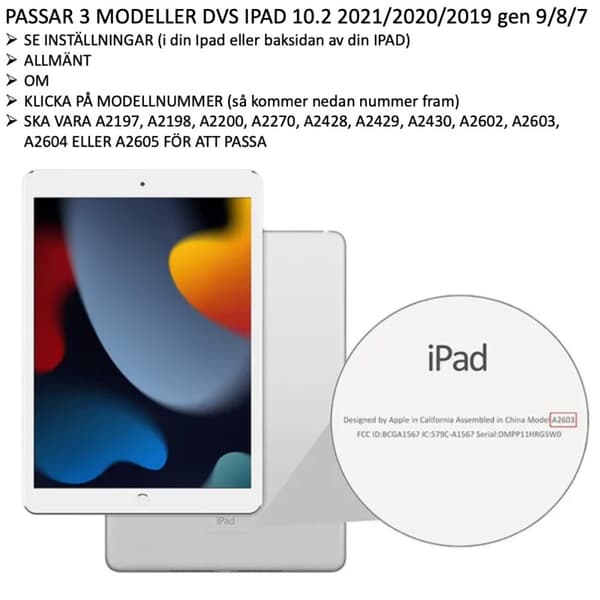 iPad 10.2 2021/2020/2019 gen 9/8/7 skärmskydd härdat glas 9H