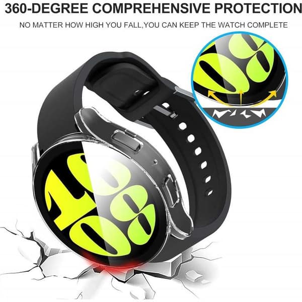 2in1 Stötdämpande Skal 9H Härdat Glas Galaxy Watch 6 44mm - Transparent