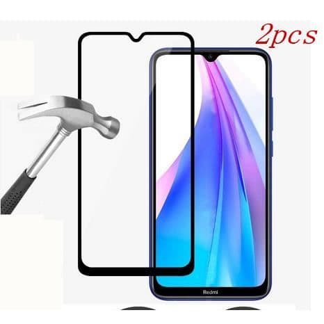 Skärmskydd - Härdat glas - Redmi Note 8T - 100 % täckning - 2 delar - Svart