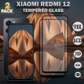 Miniatyrbild 1 av 5: 2-Pack XIAOMI REDMI 12 Skärmskydd - Härdat Glas 9H - Super kvalitet 3D