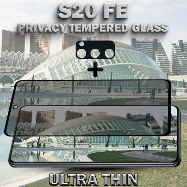 1-Pack Privacy SAMSUNG S20 FE Skärmskydd & 1-Pack linsskydd - Härdat Glas 9H - Super kvalitet 3D