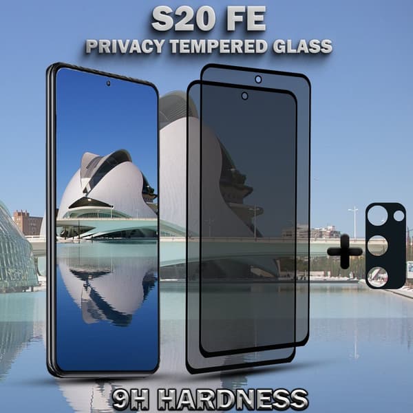 2-Pack Privacy SAMSUNG S20 FE Skärmskydd & 1-Pack linsskydd - Härdat Glas 9H - Super kvalitet 3D