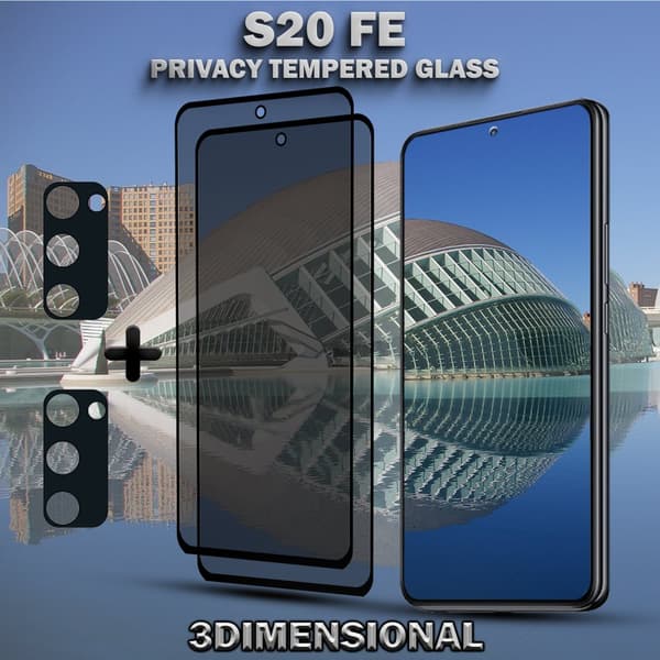2-Pack Privacy SAMSUNG S20 FE Skärmskydd & 2-Pack linsskydd - Härdat Glas 9H - Super kvalitet 3D