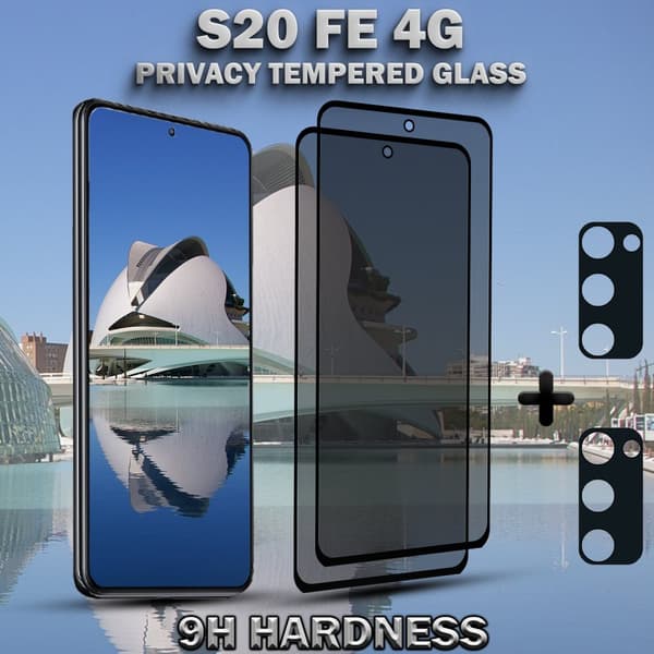 2-Pack Privacy SAMSUNG S20 FE 4G Skärmskydd & 2-Pack linsskydd - Härdat Glas 9H - Super kvalitet 3D
