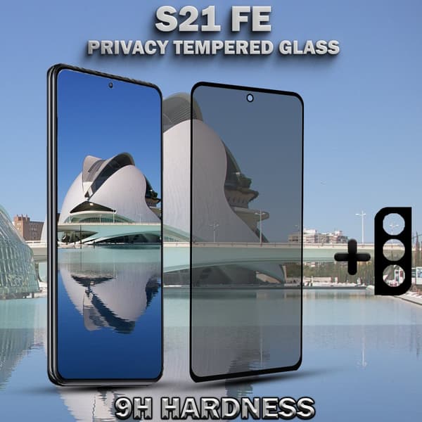 1-Pack Privacy SAMSUNG S21 FE Skärmskydd & 1-Pack linsskydd - Härdat Glas 9H - Super kvalitet 3D