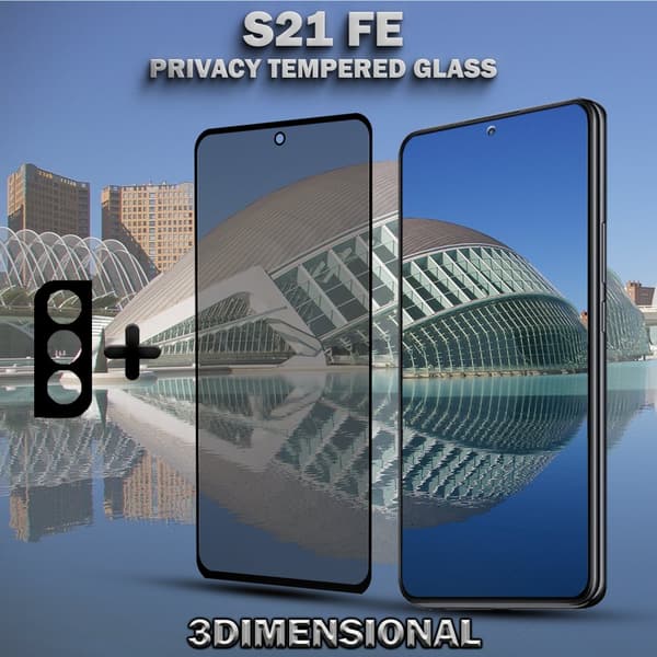 1-Pack Privacy SAMSUNG S21 FE Skärmskydd & 1-Pack linsskydd - Härdat Glas 9H - Super kvalitet 3D