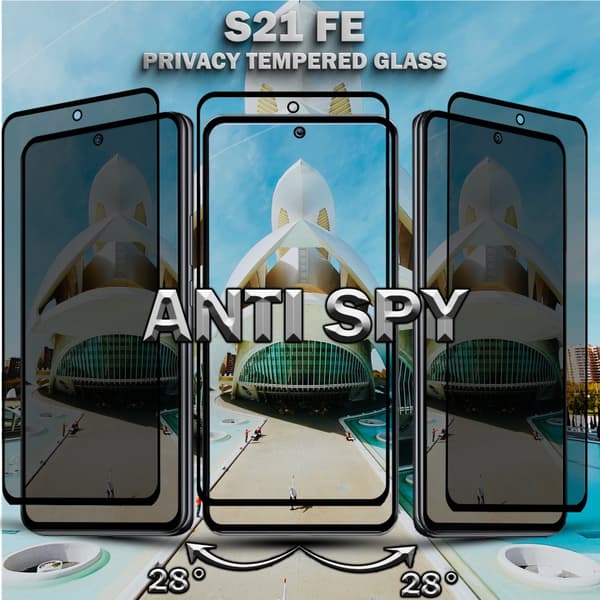 2-Pack Privacy SAMSUNG S21 FE Skärmskydd & 2-Pack linsskydd - Härdat Glas 9H - Super kvalitet 3D