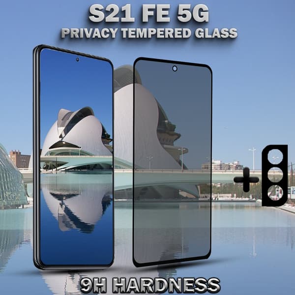 1-Pack Privacy SAMSUNG S21 FE 5G Skärmskydd & 1-Pack linsskydd - Härdat Glas 9H - Super kvalitet 3D