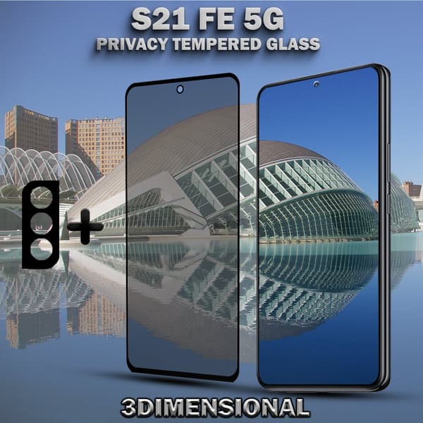 1-Pack Privacy SAMSUNG S21 FE 5G Skärmskydd & 1-Pack linsskydd - Härdat Glas 9H - Super kvalitet 3D