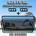 Miniatyrbild 5 av 6: 2-Pack Privacy SAMSUNG S21 FE 5G Skärmskydd & 2-Pack linsskydd - Härdat Glas 9H - Super kvalitet 3D