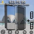 Miniatyrbild 1 av 6: 2-Pack Privacy SAMSUNG S21 FE 5G Skärmskydd & 2-Pack linsskydd - Härdat Glas 9H - Super kvalitet 3D