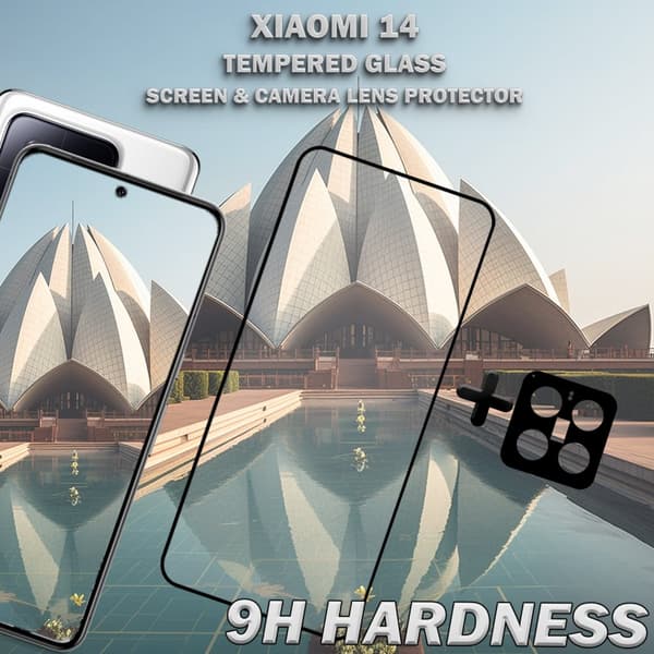 1-Pack XIAOMI 14 Skärmskydd & 1-Pack linsskydd - Härdat Glas 9H - Super kvalitet 3D