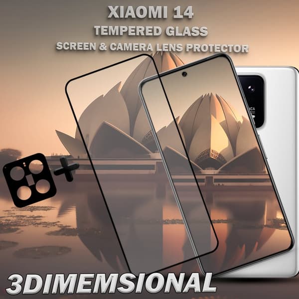 1-Pack XIAOMI 14 Skärmskydd & 1-Pack linsskydd - Härdat Glas 9H - Super kvalitet 3D