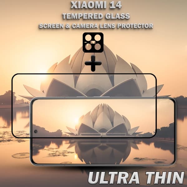 1-Pack XIAOMI 14 Skärmskydd & 1-Pack linsskydd - Härdat Glas 9H - Super kvalitet 3D